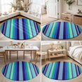 thumbnail image 4 of Round Area Rugs 6Ft, Mexican Style Non-Slip Washable Circle Rugs Carpet, Colorful Mexico Stripes Teal Blue Indoor Outdoor Rug Floor Mats Throw Runner for Bedroom Living Room Bathroom, 4 of 8