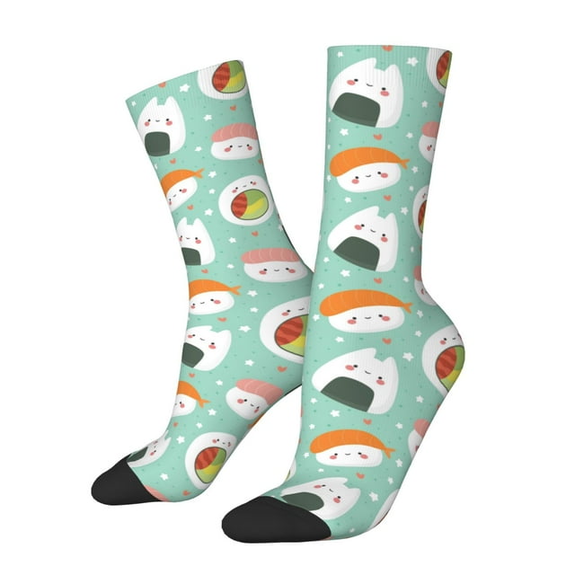 Balery Kawaii Sushi Calcetas Largas con Estampado para Hombre y Mujer – Suaves y Transpirables, Talla Única (US 5-11)