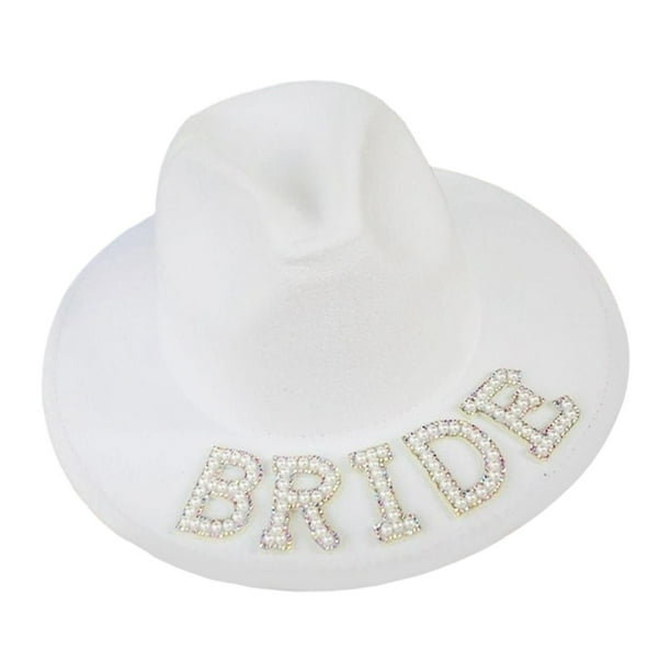 Sombrero de vaquera occidental de tela de fieltro para decoración de Halloween y bodas, color blanco Novia
