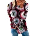 thumbnail image 2 of ICHUANYI Liquidación Mujeres Manga Larga Camisas Casuales Impresión Cuello Redondo Sudadera Jersey Suelto Túnica Tops ICHUANYI WER202308246307, 2 of 5