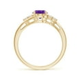 thumbnail image 2 of ANGARA Natural Oval 1.15 ct Amethyst Bypass Ring with Trio Diamond Accents in 14K Yellow Gold for Women (Size-8x6mm) | February Birthstone, Anniversary, Jewelry Gift for Women | Natural Amethyst Ring, 2 of 8