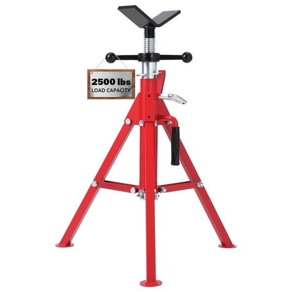 Pipe Stand – Heavy Duty V-Head Adjustable – 2500 lb Capacity – Carbon Steel Folding Tripod – Supports 1/8-12" Pipes – Welding, Plumbing, HVAC, Auto & Construction