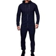 thumbnail image 1 of Men's Tracksuit Set Camouflage Sweatshirt Jogger Sweatpants Solid Patchwork Warm Sports Suit, 1 of 2