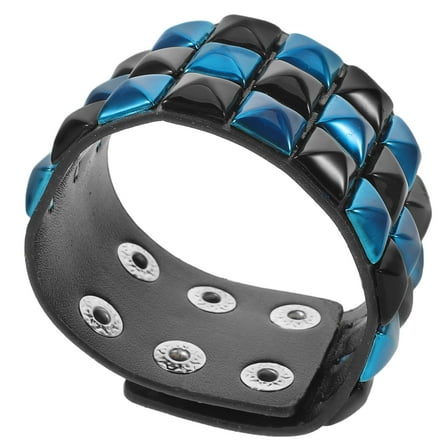 LOLIPPYY Fake Punk Bracelet for Men with Multicolor Studded Rivets Edgy Wide Cuff Wristband