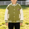 thumbnail image 5 of Coerni Boys & Girls Varsity Jackets Contrast Long Sleeve Embroidery Bomber Jackets Button Down Cardigan Baseball Coats, 5 of 7