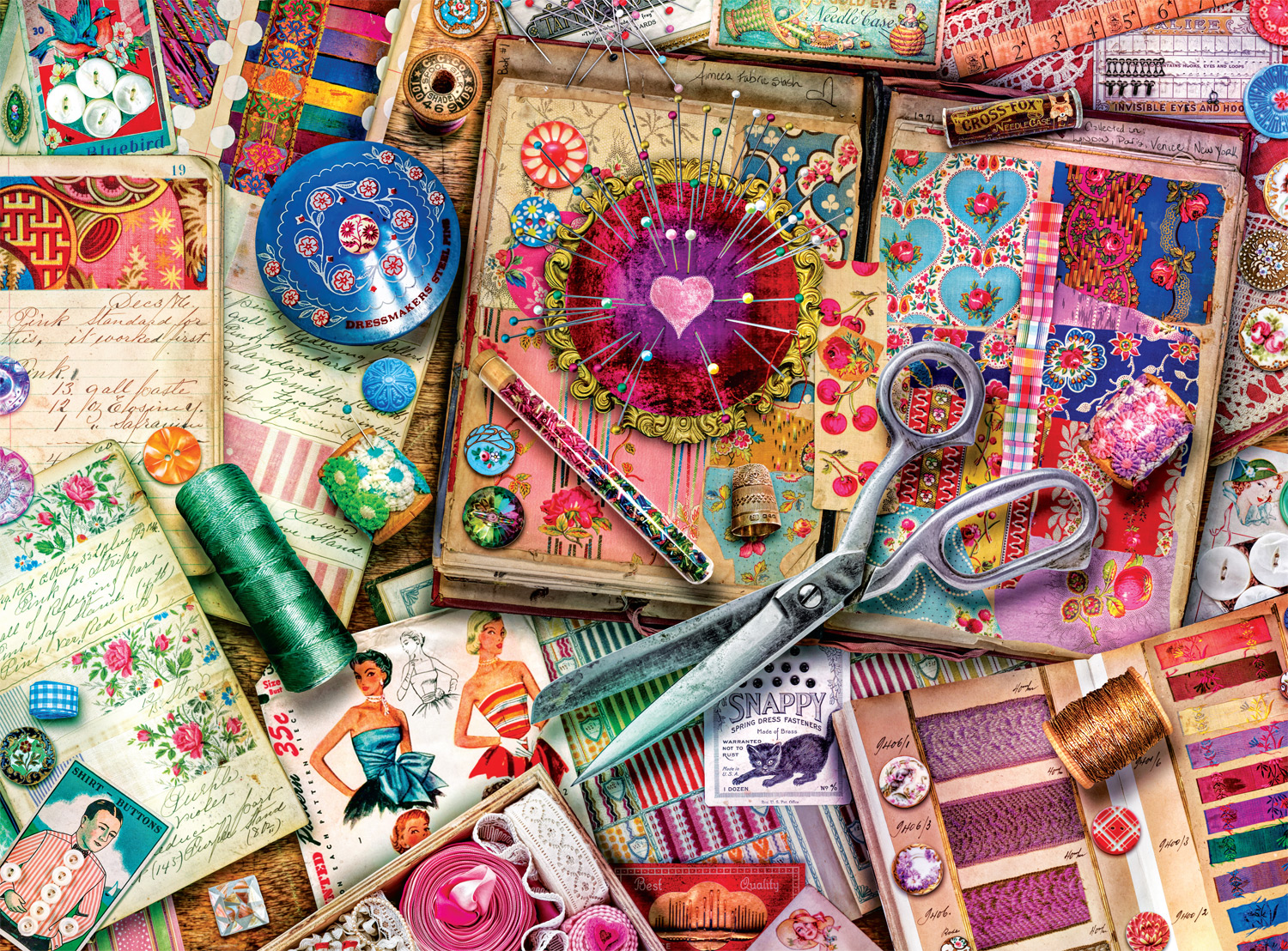 Buffalo Games Aimee Stewart - Vintage Fabrics and Notions 1000 Pieces Jigsaw Puzzle