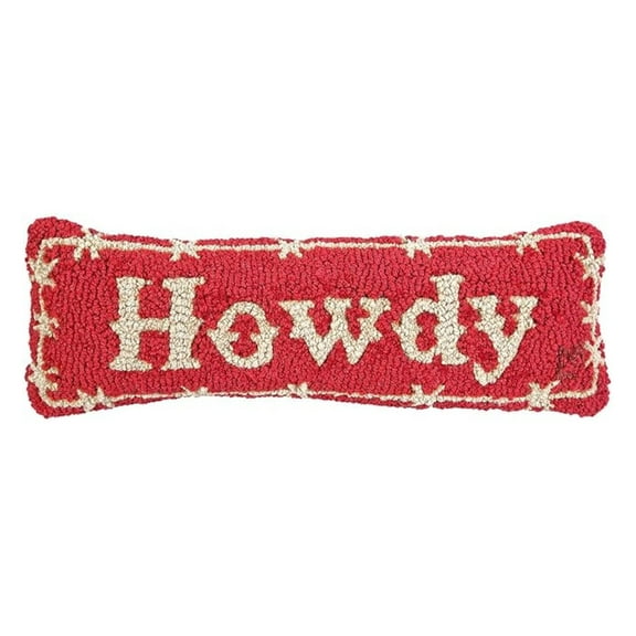Howdy Hand-Hooked Wool Throw Pillow 8x24 - Western Home Decor