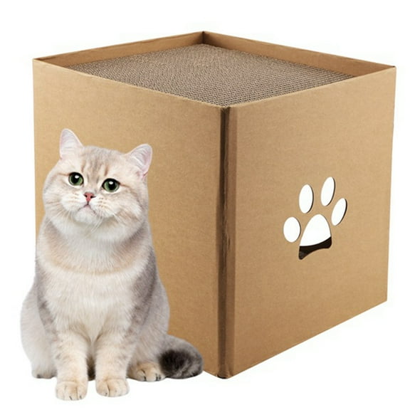 Cat Cardboard House with Scratch Pads Play & Home Decor for Cat Birthday, Bunny Small Animals Hideout