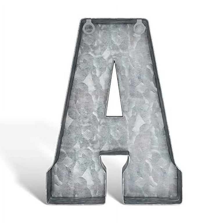 CraftyCrocodile Galvanized Metal Letters for Wall Decor - 3D Letter A for Hanging or Freestanding - Unique Blend of Rustic, Vintage, Western, An