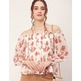 thumbnail image 5 of Moomaya Printed Off-Shoulder Tops, Womens Smocked Full Sleeve Casual Vacation Top, 5 of 9