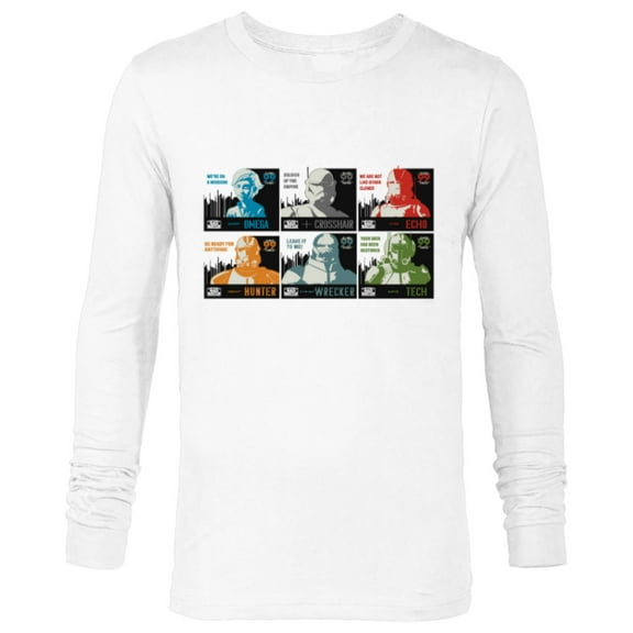 Star Wars The Bad Batch Faces Names and Quotes - Long Sleeve T-Shirt for Men - Customized-White