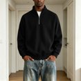 thumbnail image 2 of FRSASU Men's Sweatshirts Half Zip Mock Neck Pullover Ribbed Knit Sweatshirt Casual Slim Fit Fall Winter Tops Black, 2 of 8