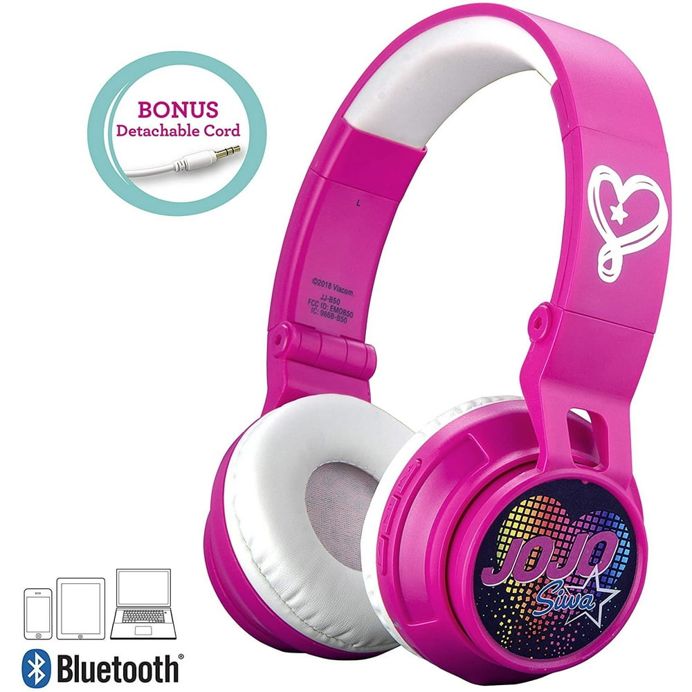 JoJo Siwa Kids Bluetooth Headphones for Wireless Rechargeable Foldable
