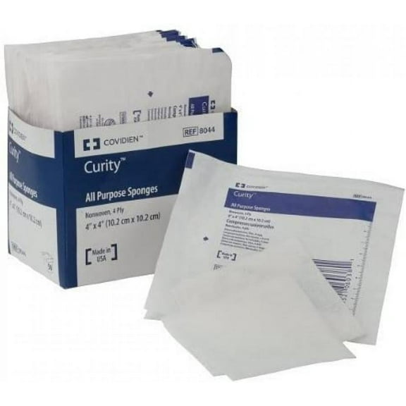 Curity Non-woven Sponge - Polyester/Rayon, 4-Ply, 4 x 4 Inch, White, Sterile, 50 Count