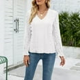 thumbnail image 6 of XFLWAM Womens Lace Dressy Tops Long Sleeve V Neck Shirts Crochet LAce Sexy Casual Fall Blouses White S, 6 of 6
