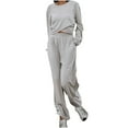 thumbnail image 2 of Fanxing Criss Cross Sweatsuits for Women, Teen Girls Y2K Outfits Long Sleeve Tops with Joggers Pants 2 Piece Sets for Juniors Fall Fashion Matching Sets Gray,S, 2 of 5