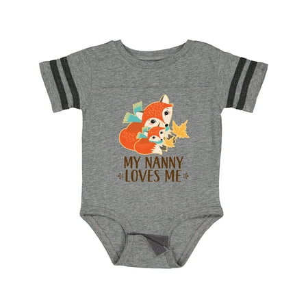 

Inktastic My Nanny Loves Me Cute Fox Gift Baby Boy or Baby Girl Bodysuit