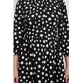thumbnail image 5 of Maggy London Crew Neck pleated Banded Waist Elastic Cuffed 3/4 Sleeve Multi print Zipper Back Fit & Flare Crepe Dress-BLACK / 2, 5 of 5