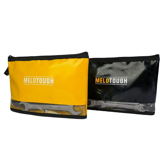 MELOTOUGH Pochette à Outils 12 Pouces avec Fermeture Éclair 2 Pack, Sac à Outils Polyvalent pour Petits Outils - Pochettes de Rangement, Accessoires pour Tous Vos Besoins orgainzation (Noir & Jaune)