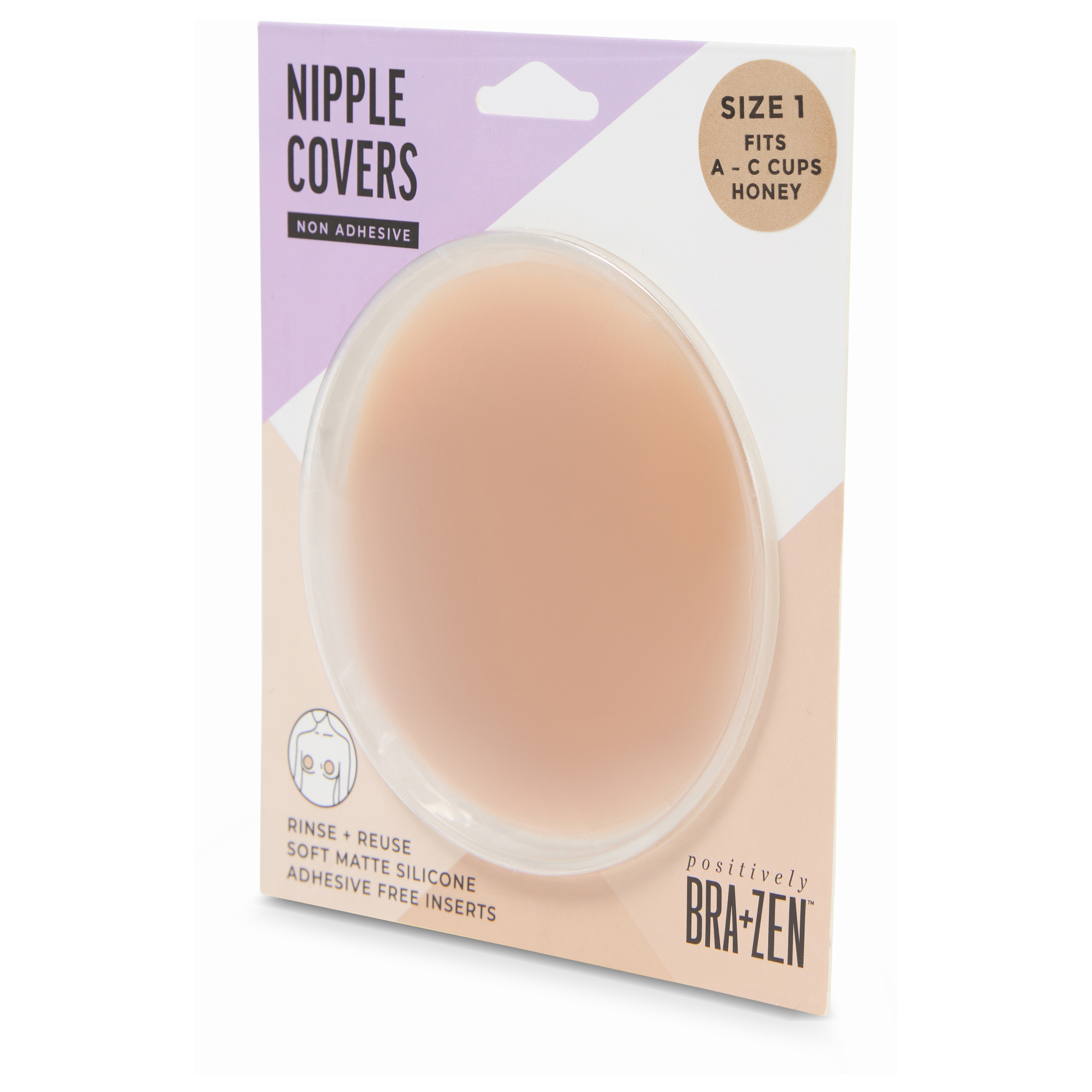 Positively BRA+ZEN Women's Reusable Silicone Nipple Covers Non-Adhesive Pasties, Sizes 1 & 2 Breast Petals