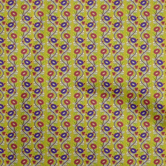 oneOone Viscose Chiffon Medium Yellow Fabric Floral Sewing Fabric By The Yard Printed Diy Clothing Sewing Supplies 42 Inch Wide