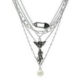 thumbnail image 1 of 1Pc Multi-layer Necklace Fashionable Necklace Gift Retro Collarbone Chain Silver, 1 of 8