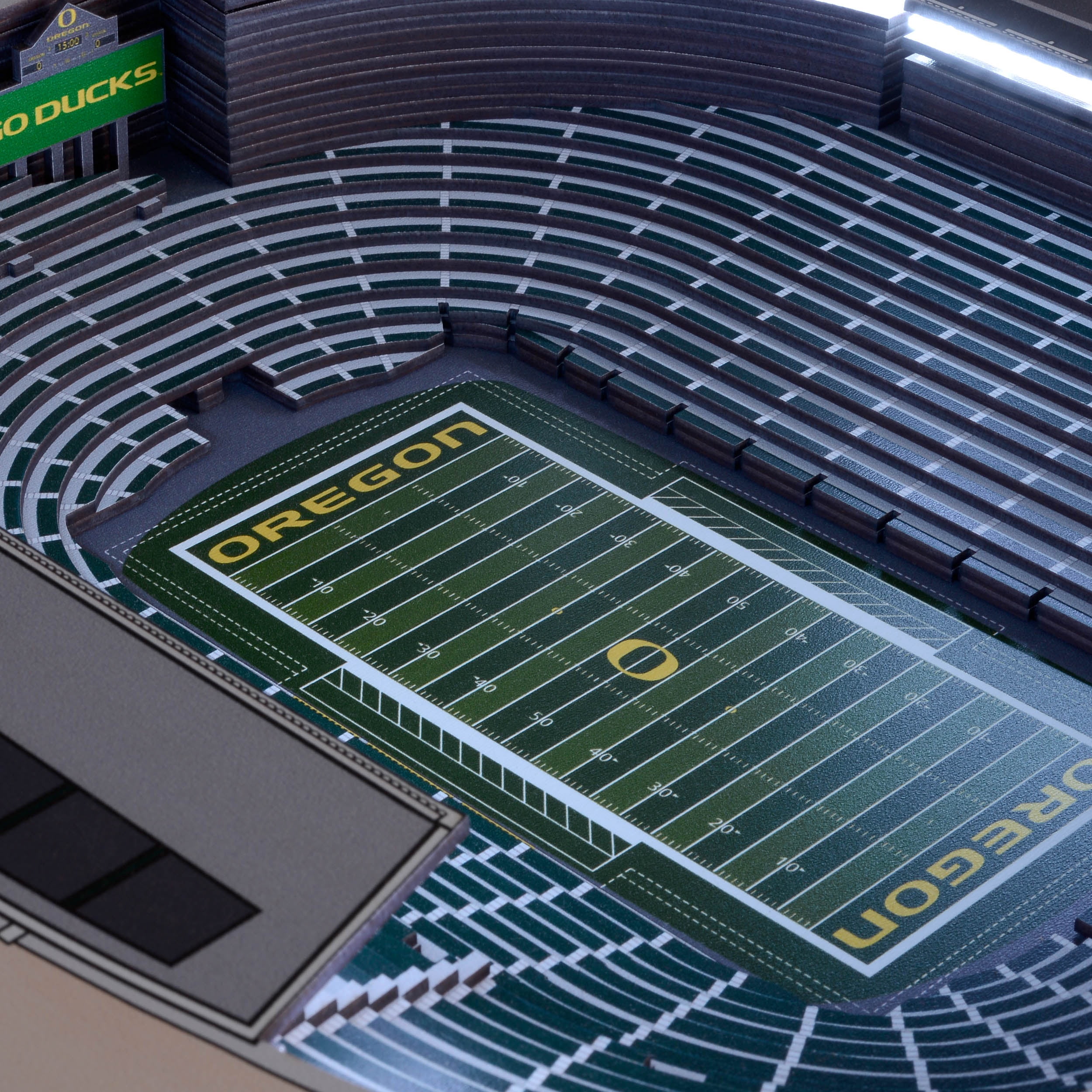 Oregon Ducks 25-Layer StadiumViews Lighted End Table