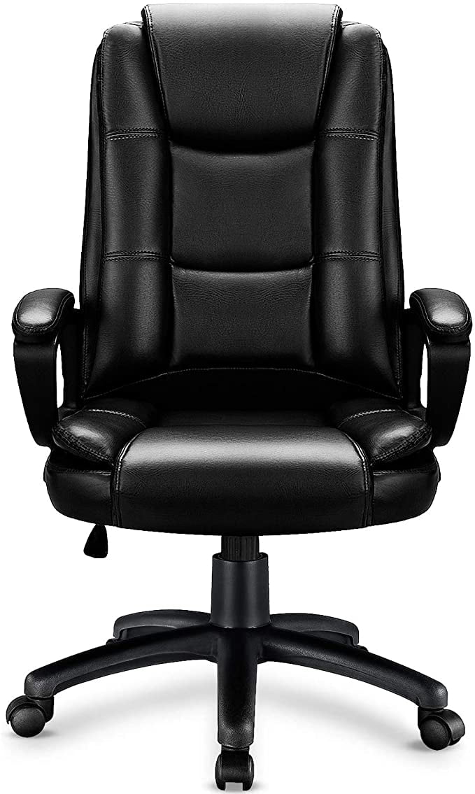 500 lb Heavy Duty High Back Tall Desk Executive Ergonomic leather Black Chair 