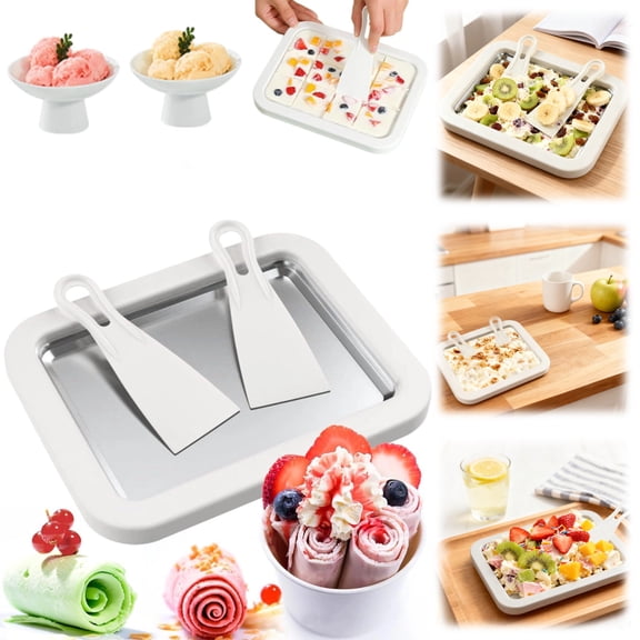 At-Home Rolled Ice Cream Maker Kit, Ice Cream Roller Maker with 2 Scrapers, DIY Fun Family Activity Instant Ice Cream Maker for Yogurt, Sorbet