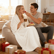 EMONIA White Fleece Throw Blanket for Couch, 320GSM Super Soft Cozy Blankets and Throws, Decorative Fleece Blankets for Women Men Gifts, Throws with Stripes for Sofa Bed Decor, 50''x60''