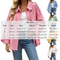 thumbnail image 3 of Women's Fringed Hem Denim Jacket, Lapel Button Front Long Sleeve Oversized Jean Shacket with Chest Pockets Casual Outerwear Yellow-AB S(S), 3 of 8