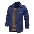 thumbnail image 3 of Lu's Chic Men's Fall Jackets Cotton Long Sleeve Slim Fit Single Breasted Notch Lapel Hoodless Button Up Trench Coat Spring Outerwear Black Small, 3 of 4