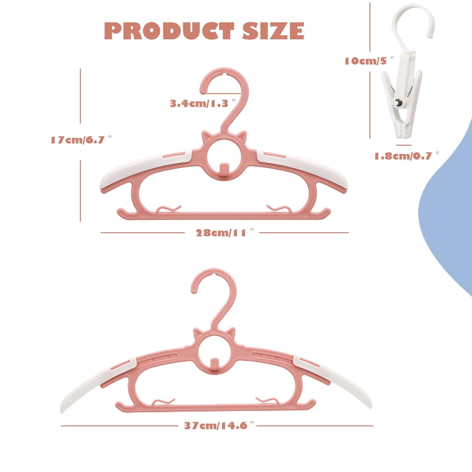 Adjustable Clothes Hangers 20 Pack Colorful 11-14 Inch Closet Organization