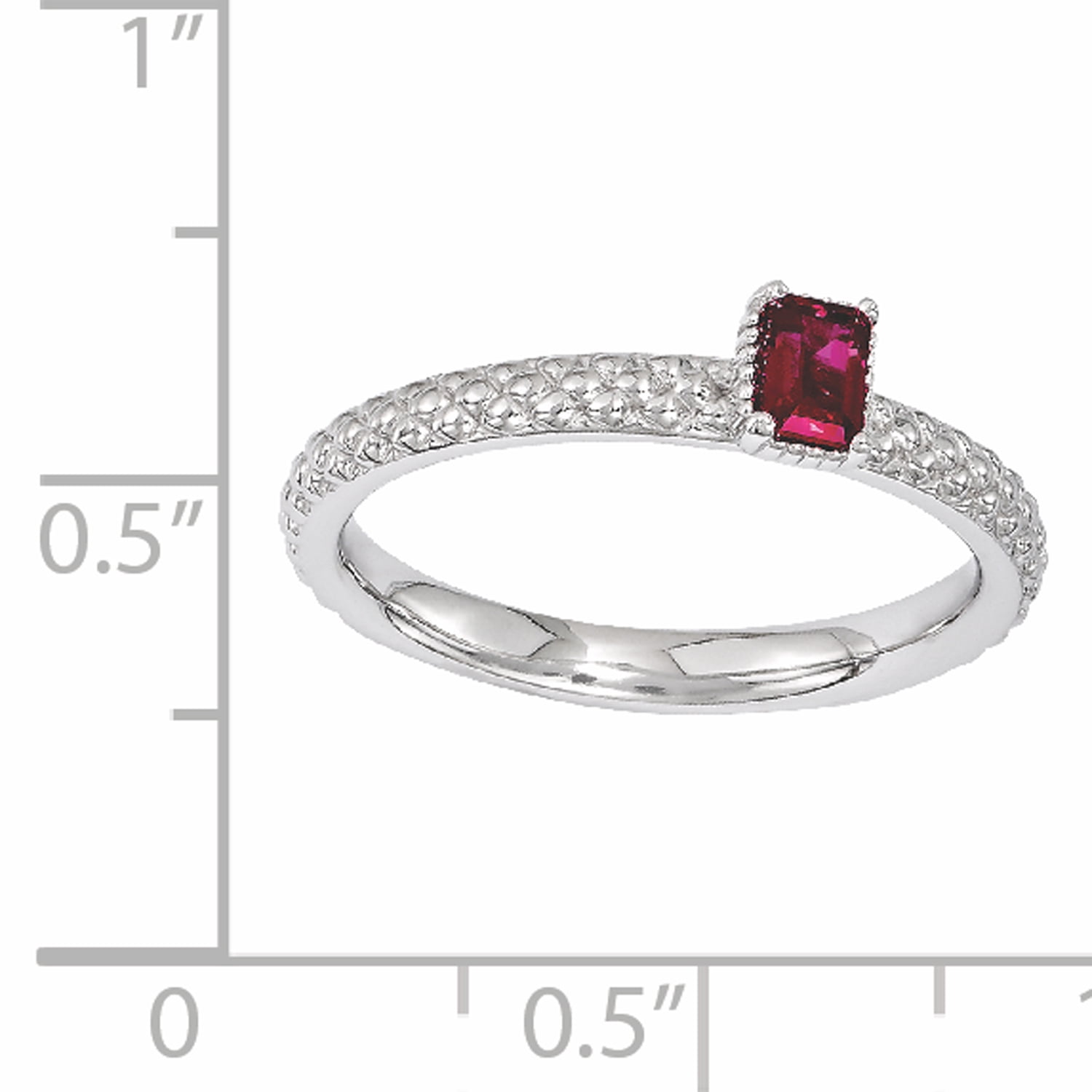 Created Ruby Sterling Silver Single-Stone Ring