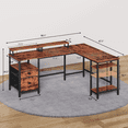 thumbnail image 5 of Satifur 66" Computer Desk L-Shaped, Reversible Gaming Desk, Rustic Brown, 5 of 6