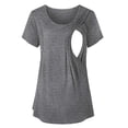 thumbnail image 5 of WAGUTH Women's Nursing Tops for Breastfeeding Double Layer Maternity Shirts Short Sleeve Crew Neck Pregnancy Outfits,Gray,S, 5 of 6