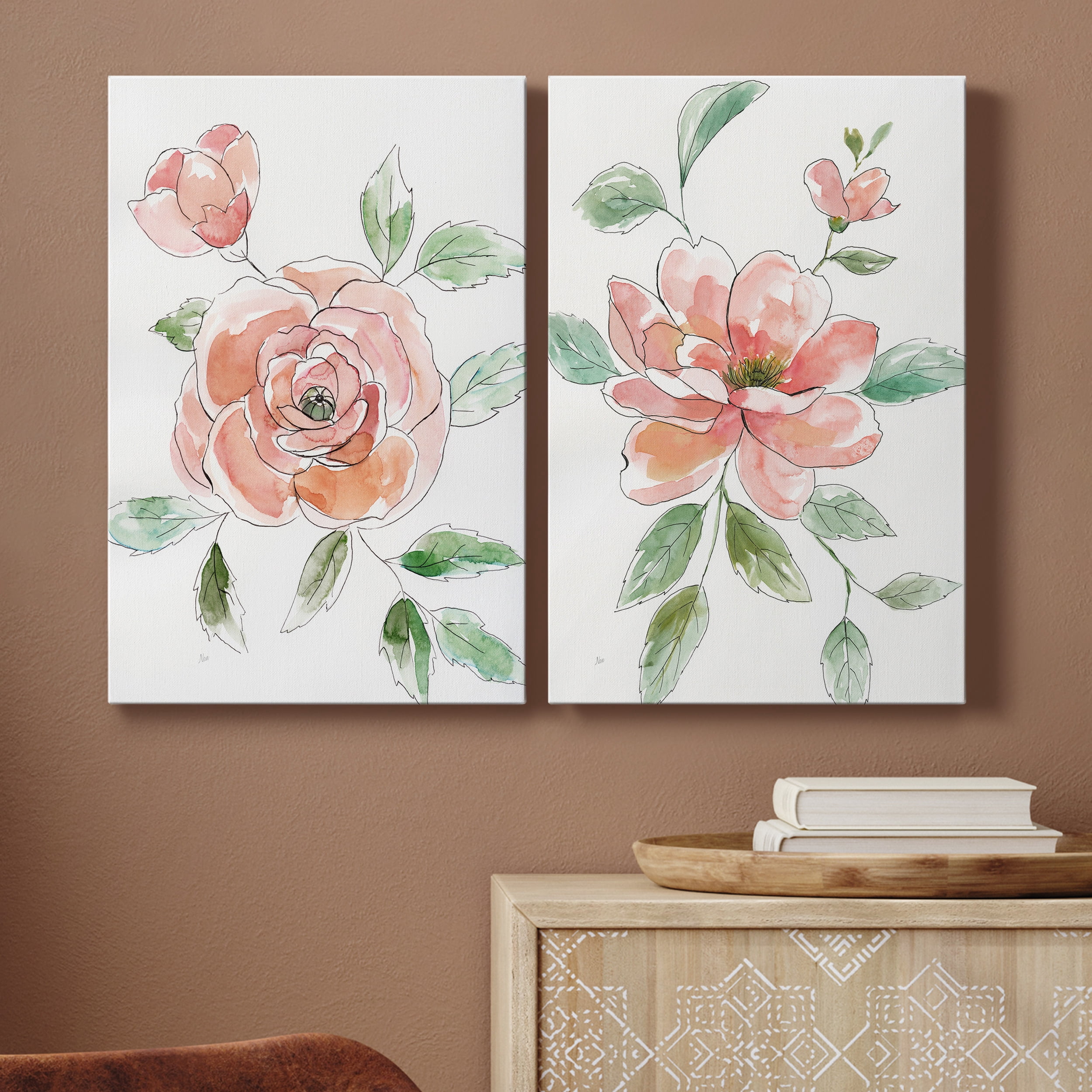 Rose Contour Premium Gallery Wrapped Canvas - Ready to Hang - Set of 2 - 18 x 27 Each