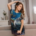 thumbnail image 3 of Sikiie Ocean Coral Turtle Print Women's Short-sleeved Nightdress, Round Neck Pullover Nightdress Pajamas Summer Home Wear, 3 of 6