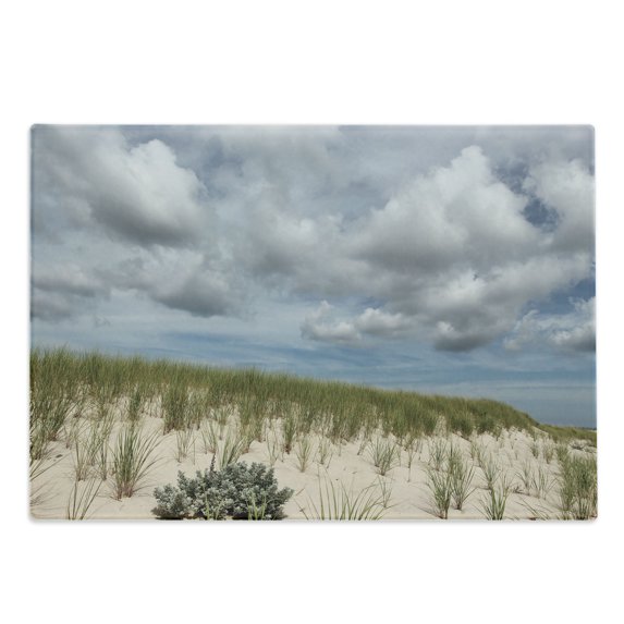 Massachusetts Cutting Board, Cape Cod Coastline Maritime Vacation Spot with Cloudy Weather Atlantic, Decorative Tempered Glass Cutting and Serving Board, in 3 Sizes, by Ambesonne