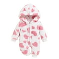thumbnail image 4 of Baby Girl Romper 2024 Winter Warm Kids Cute Baby Long Sleeved Cute Hooded Jumpsuit Winter Clothes Pink 0 Months-3 Months, 4 of 5