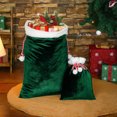 thumbnail image 4 of Liyamei Velvet Santa Drawstring Pouch Holiday Party Sack For Wrapping Xmas Celebration And Storage Reusable Festive Suitable For Xmas (Dark Green), 4 of 5
