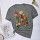 thumbnail image 5 of Blusas de Verano de las Mujeres Flor Impresa Cuello Redondo Manga Corta Superior, Verano Superior de las Mujeres, 5 of 8