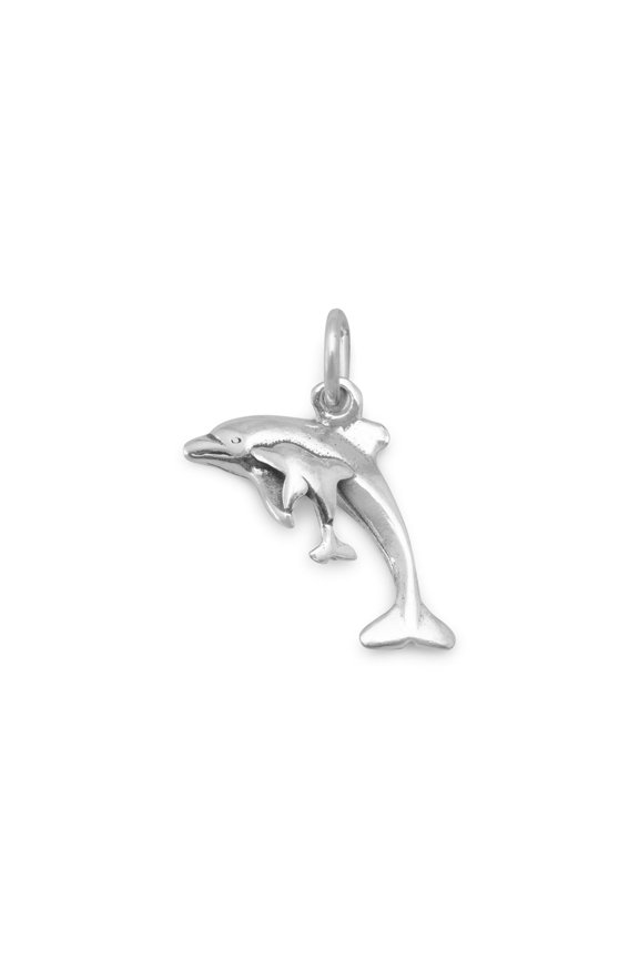 .925 Sterling Silver Dolphin with Calf Charm