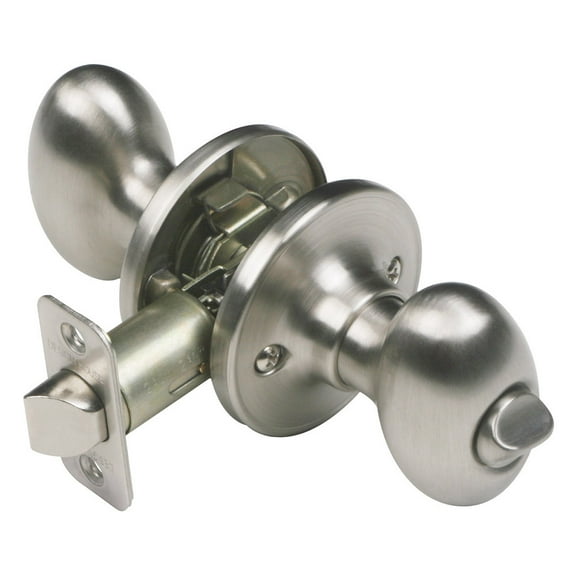 Design House Egg Satin Nickel Privacy Bed and Bath Door Knob