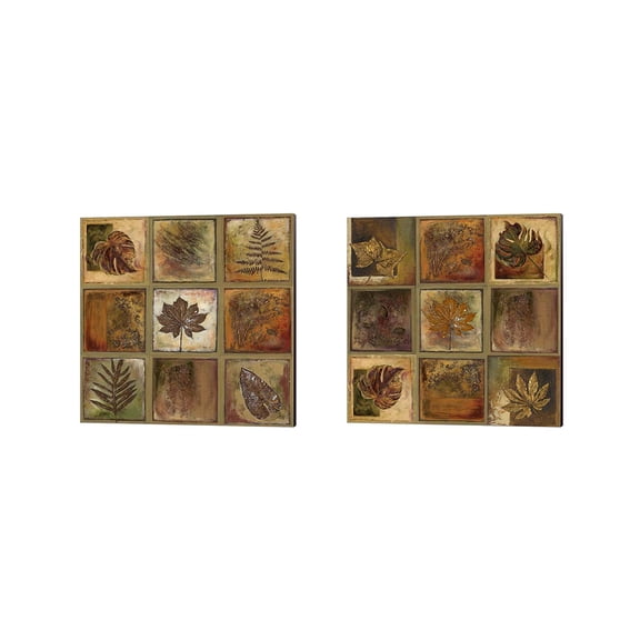 Great Art Now Leaf Square by Patricia Pinto 2 Piece Canvas Art Set Each 14"W x 14"H