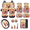 Cow, variant on Geometric Sunflower 17 Pcs Car Seat Cover Sets for Car Owner, Breathable Key Ring with Wear-Resistant Vehicle Cup Pad for Cars Interior