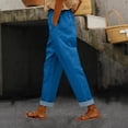 thumbnail image 2 of kaondbfi Cotton Linen Pants Women Summer Casual Straight Leg Pants Elastic Waist Beach Trousers with Pockets, 2 of 8