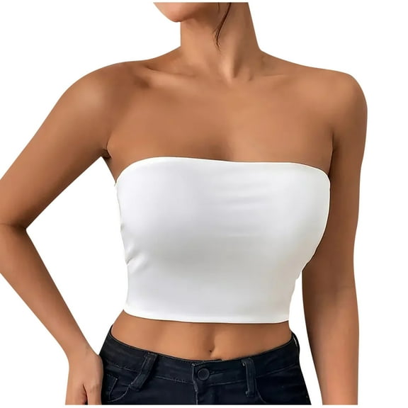 Ltctricy Tube Tops for Women Seamless Cropped Strapless Tank Shirts Going out Bandeau Tops Fashion Summer Outfits