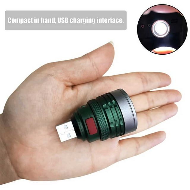 Lampe de Poche USB Portable d'Urgence Zoomable Torche Portable Torche Rotative Sans Fil Lampe de Travail Éclairage Lanterne de Poche Lumière d'Inspection Lumière Violette