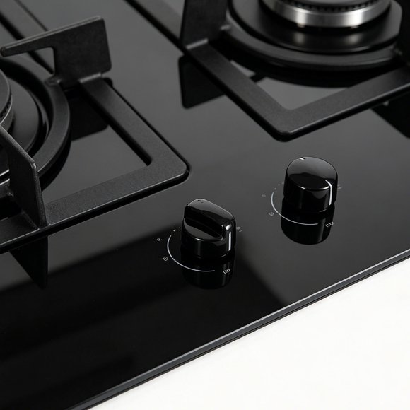 ADDHAT 4Ud Perillas Redondas Para Control Cocina Gas Reemplazo Práctico Color Negro